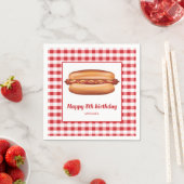 Hot Dog auf Red Gingham Pattern Happy Birthday Serviette (Beispiel)