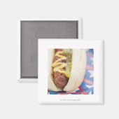 Hot Dog auf Red, White und Blue Plate Magnet (Vorderseite/Rückseite)