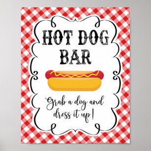 Hot Dog Bar Red Gingham I Do GRILLEN Poster
