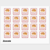 Hot Dog Birthday Vielen Dank Sticker - Square GRIL (Blatt)