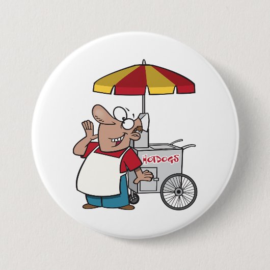 Hot Dog Cart Vendor Street Food Seller Button (Vorderseite)