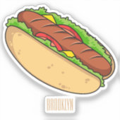 Hot Dog Cartoon Aufkleber (Vorderseite)