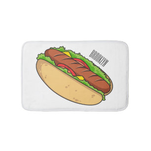 Hot Dog Cartoon Badematte