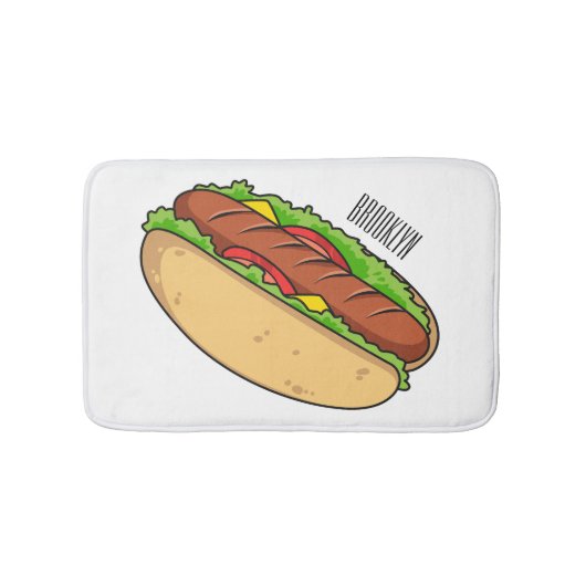 Hot Dog Cartoon Badematte (Vorderseite)