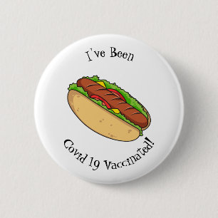 Hot Dog Cartoon Button