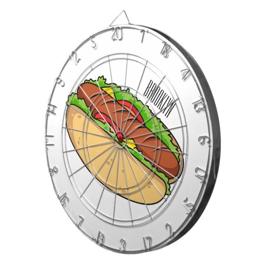 Hot Dog Cartoon Dartscheibe (Vorderseite rechts)