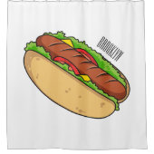 Hot Dog Cartoon Duschvorhang (Vorderseite)