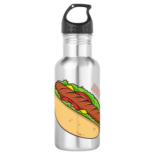 Hot Dog Cartoon Edelstahlflasche (Vorderseite)