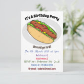 Hot Dog Cartoon Einladung (Stehend Vorderseite)