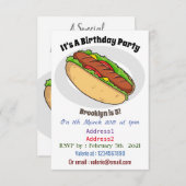 Hot Dog Cartoon Einladung (Vorne/Hinten)