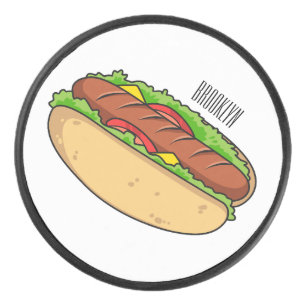 Hot Dog Cartoon Eishockey Puck