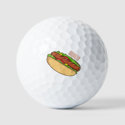 Hot Dog Cartoon Golfball (Vorderseite)