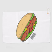 Hot Dog Cartoon Golfhandtuch (Horizontal)