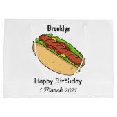 Hot Dog Cartoon Große Geschenktüte (Rückseite)
