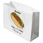 Hot Dog Cartoon Große Geschenktüte (Rückseite Schrägansicht)