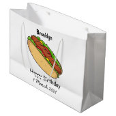 Hot Dog Cartoon Große Geschenktüte (Vorderseite Schrägansicht)