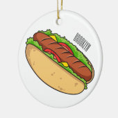 Hot Dog Cartoon Keramik Ornament (Links)