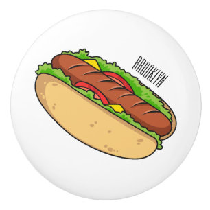 Hot Dog Cartoon Keramikknauf