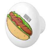 Hot Dog Cartoon Keramikknauf (Rechts)