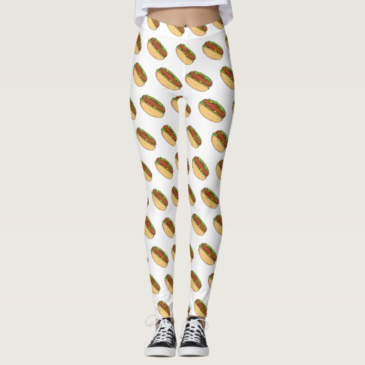 Hot Dog Cartoon Leggings (Vorderseite)