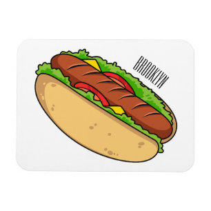 Hot Dog Cartoon Magnet