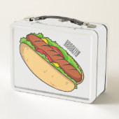 Hot Dog Cartoon Metall Brotdose (Rückseite)