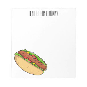 Hot Dog Cartoon Notizblock