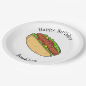 Hot Dog Cartoon Pappteller (Schrägansicht)