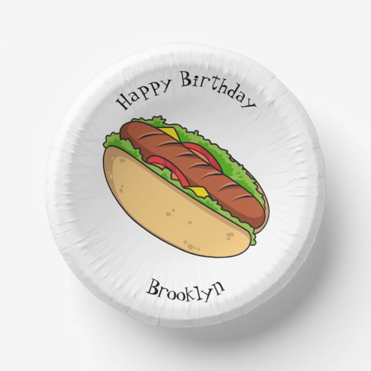 Hot Dog Cartoon Pappteller (Vorderseite)