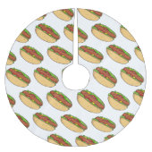 Hot Dog Cartoon Polyester Weihnachtsbaumdecke (Vorderseite)