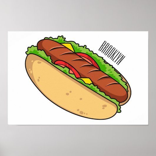 Hot Dog Cartoon Poster (Vorne)