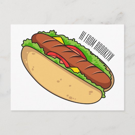 Hot Dog Cartoon Postkarte (Vorderseite)