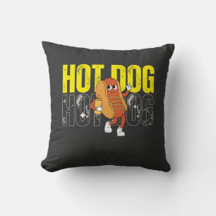 Hot-Dog-Cartoon Retro-Essen Grafik Kissen