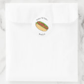 Hot Dog Cartoon Runder Aufkleber (Tasche)