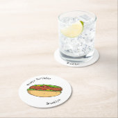 Hot Dog Cartoon Runder Pappuntersetzer (Vor Ort)