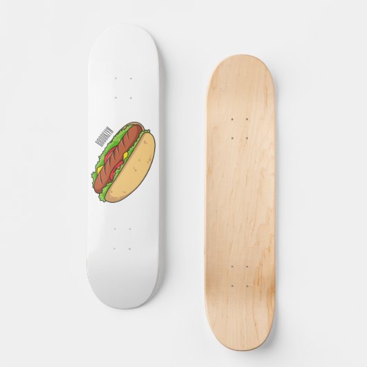 Hot Dog Cartoon Skateboard (Vorderseite)
