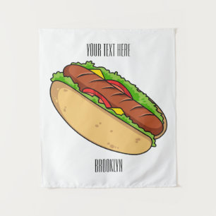 Hot Dog Cartoon Wandteppich