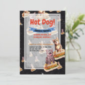 Hot Dog Cat Party Einladung (Stehend Vorderseite)