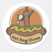 Hot Dog Champ Runder Aufkleber (Vorderseite)