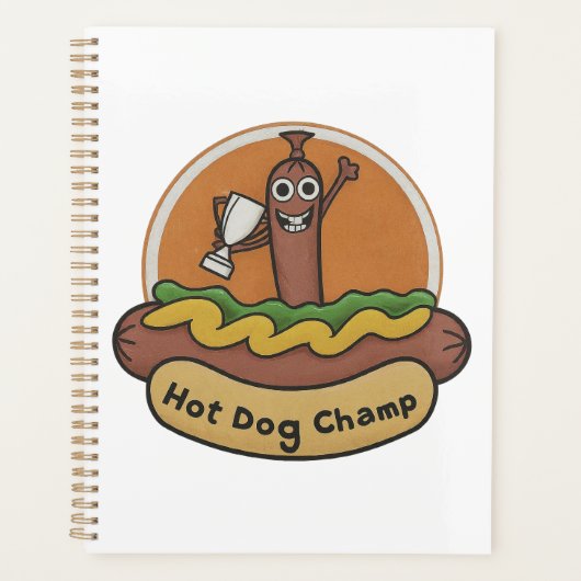 Hot Dog Champ Weiner Trophy Cute Foodie Planer (Vorderseite)