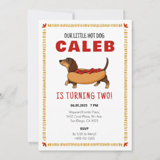 Hot Dog Dackel Hund Geburtstagsparty Baby Dankeskarte