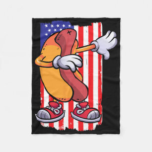 Hot Dog Dancing Food Lover Flag 4. Juli T Fleecedecke