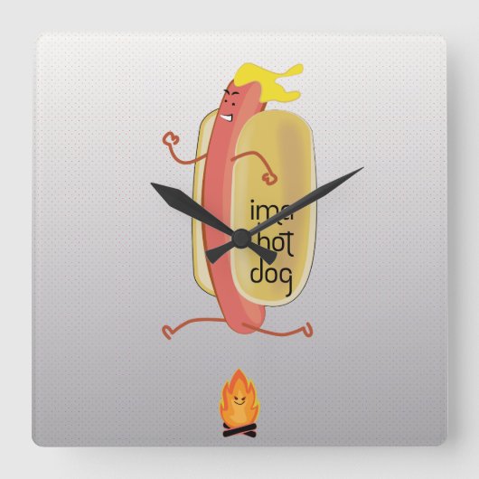 Hot Dog Dare Devil Quadratische Wanduhr (Vorderseite)