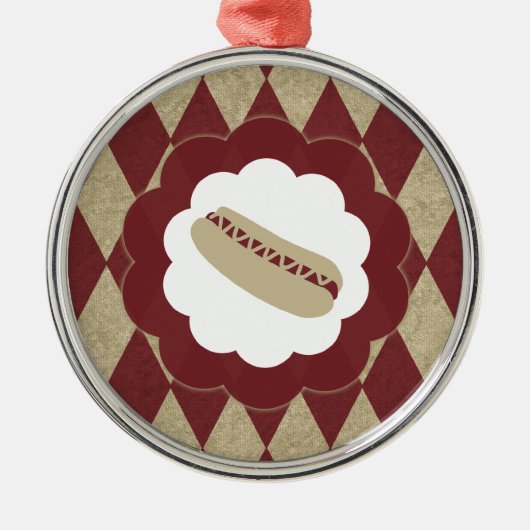 Hot Dog Diamanten Silbernes Ornament (Vorne)
