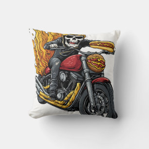Hot Dog Fahrer � Lustiger Biker-Totenkopf Kissen