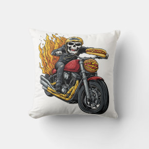 Hot Dog Fahrer � Lustiger Biker-Totenkopf Kissen