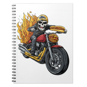 Hot Dog Fahrer � Lustiger Biker-Totenkopf Notizblock