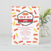 Hot Dog Fast Food 4. Juli GRILLEN Party Einladung (Stehend Vorderseite)