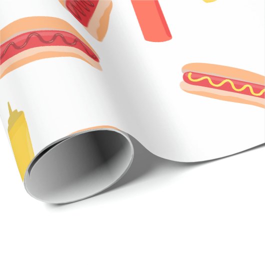 Hot Dog Fast Food GRILLEN Muster Geschenkpapier (Rolleneckpunkt)