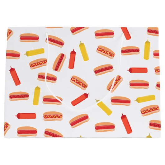 Hot Dog Fast Food GRILLEN Muster Große Geschenktüte (Vorderseite)